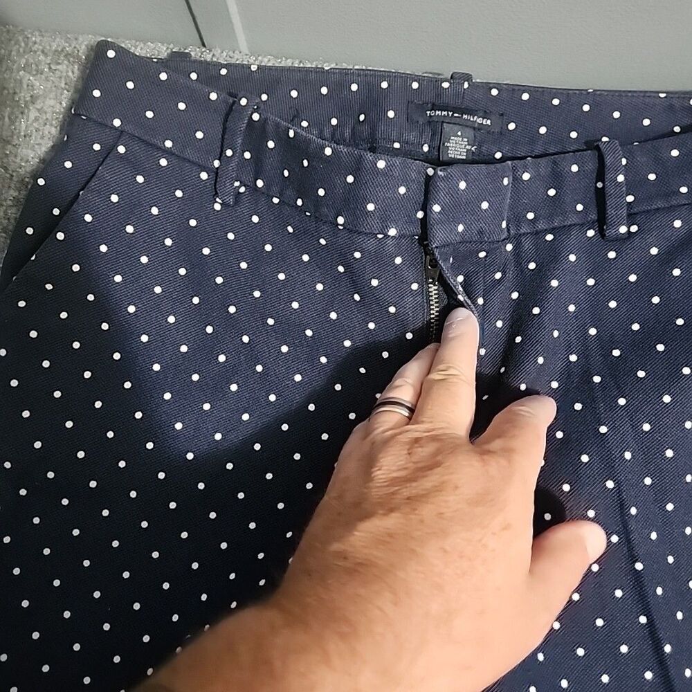 Tommy Hilfiger Denim Jeans Womens Size 4 Blue Polka Dot Print Stretch Straight - Picture 8 of 14